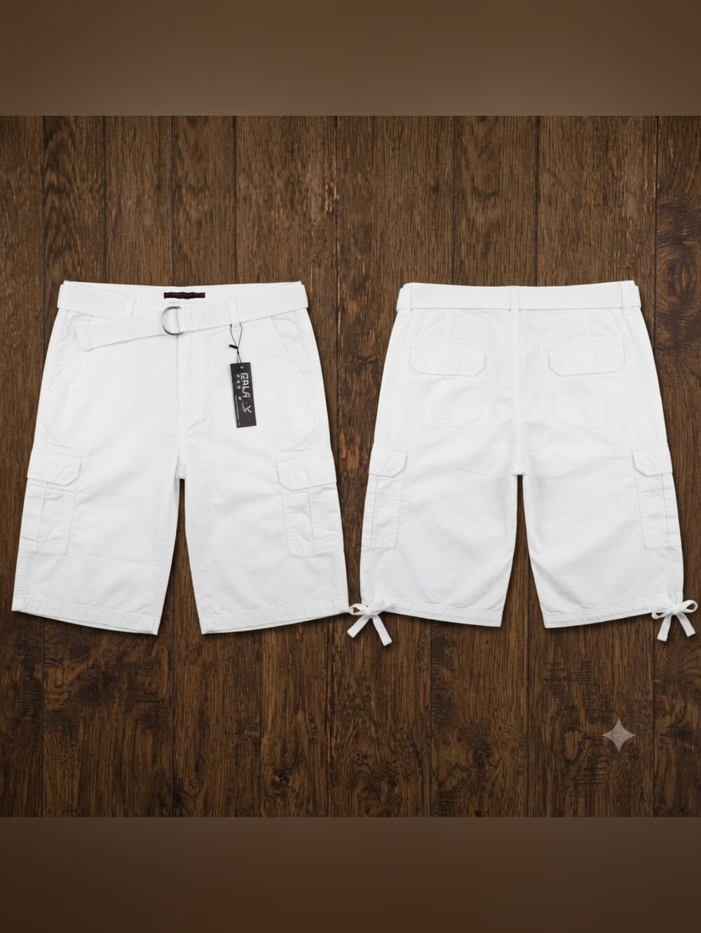 Galaxy By Harvic Mens White Cargo Shorts Size Size 36 With Belt Casual Utility